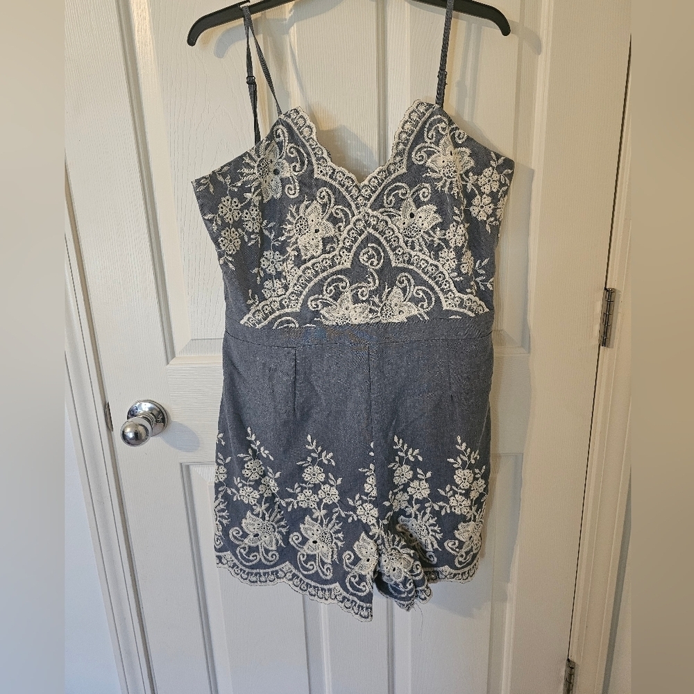 Perfectly Priscilla NWT Women's Romper One Piece Embroidered Floral Size 2XL